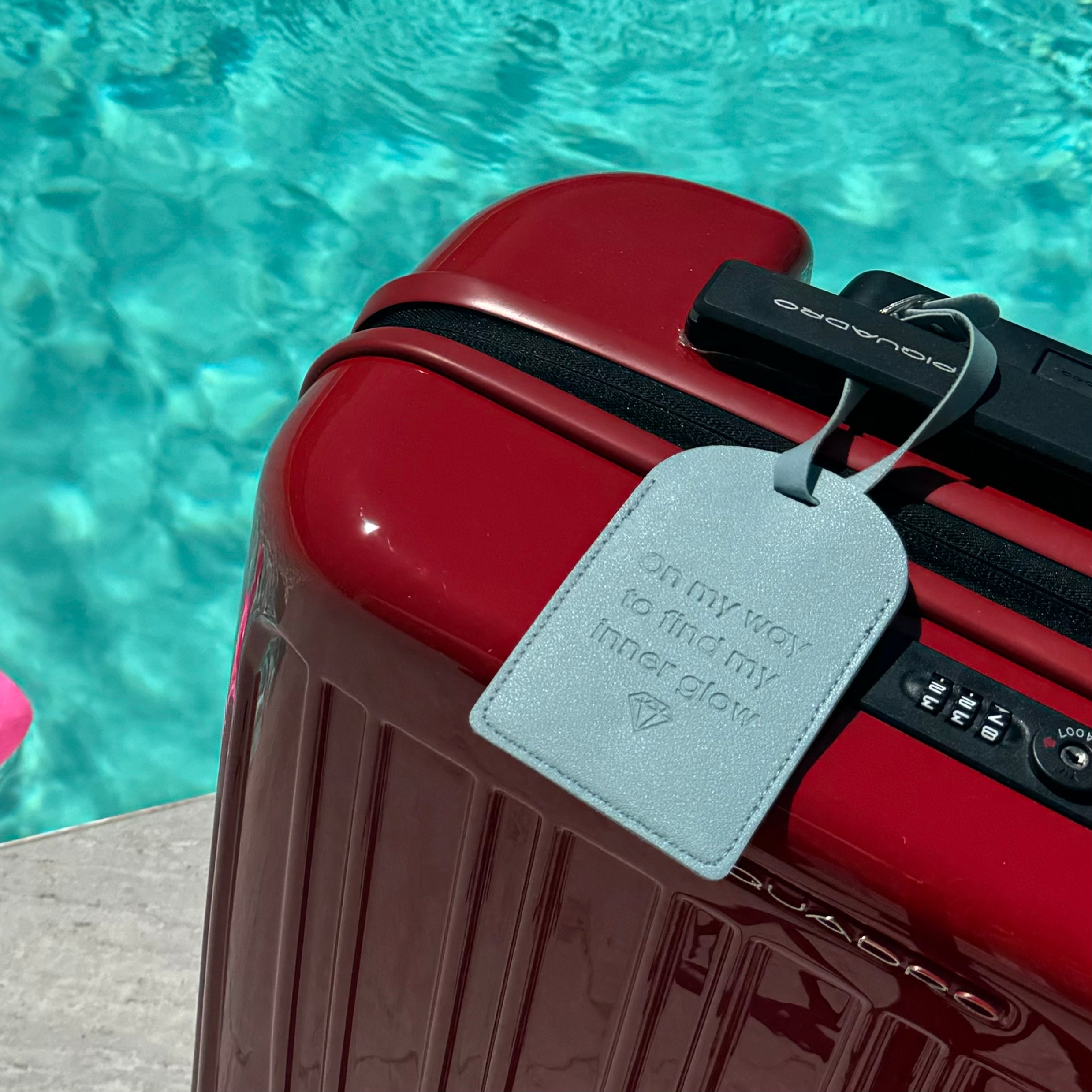 Set 2 Targhette Bagaglio In Similpelle - Portatesserino Per Valigie, Oro Rosa, 11x7cm - Foto 10